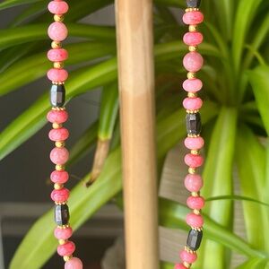 Pink and Black Beaded Necklace